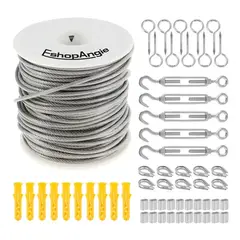ESHOPANGIE - Kit De Cable Tensor De Acero De 30m Gancho Galvanizado