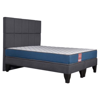 Imagen 2 del producto Cama Europea America-Azul + Respaldo Atenas 2 PL Tela Gris Oscuro