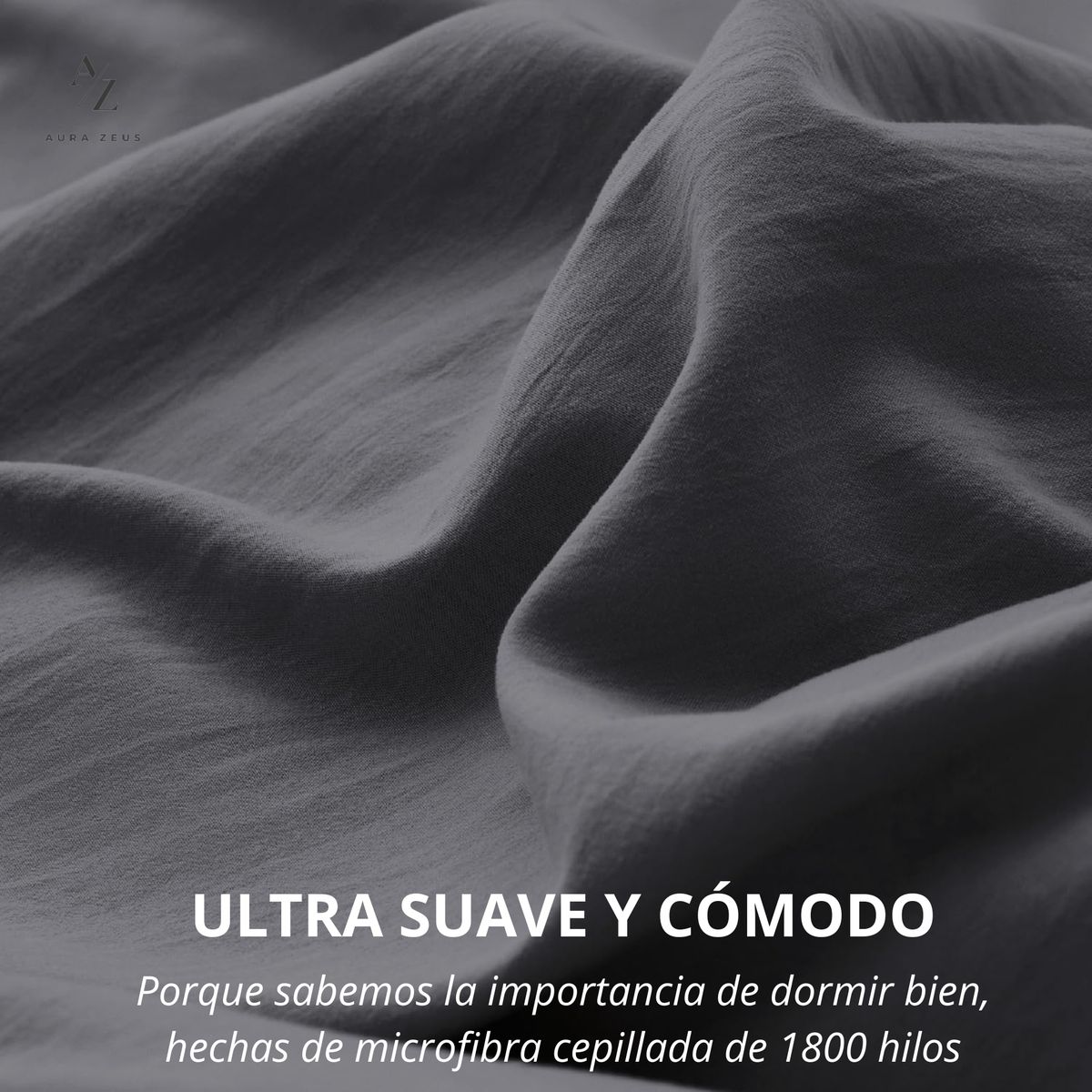 AZ AURAZEUS - Juego Funda Plumon + Sabana Bajera + Funda Almohada Hilos Gris Az