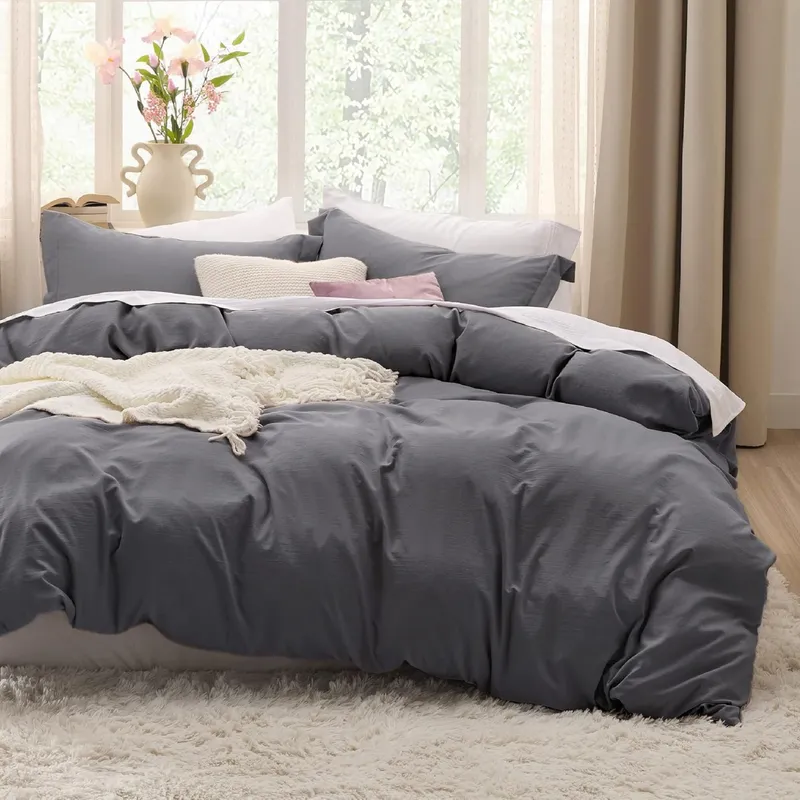 AZ AURAZEUS - Juego Funda Plumon + Sabana Bajera + Funda Almohada Hilos Gris Az
