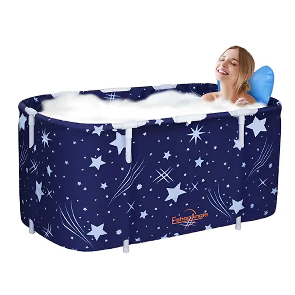 ESHOPANGIE - Bañera Plegable Portátil Adultos Y Niños Balde Spa 110×55cm Azul