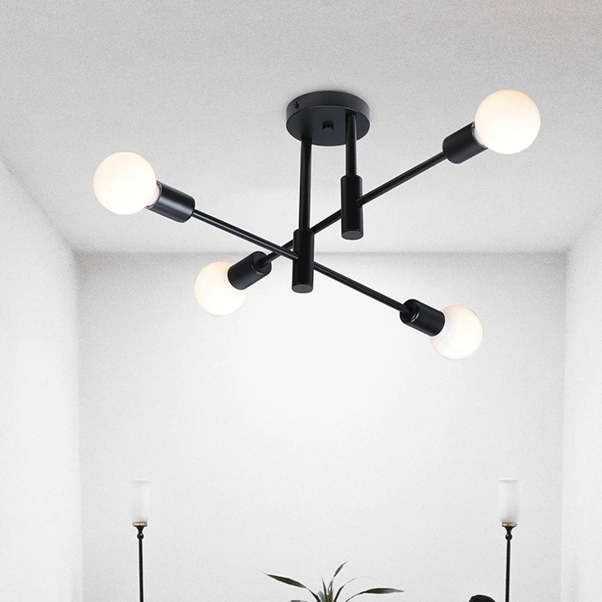 OEM - Lampara Techo Modelo LIMBA Color Negro 4 soquetes
