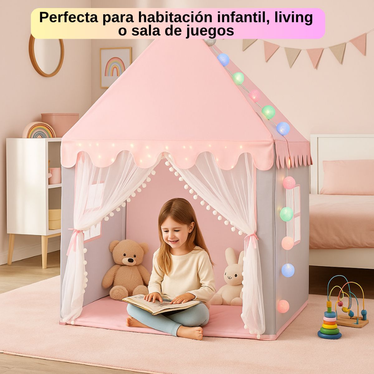 GENERICO - Carpa Infantil Casa De Juegos Para Niñas Y Niños Plegable Con Luces Decorativas