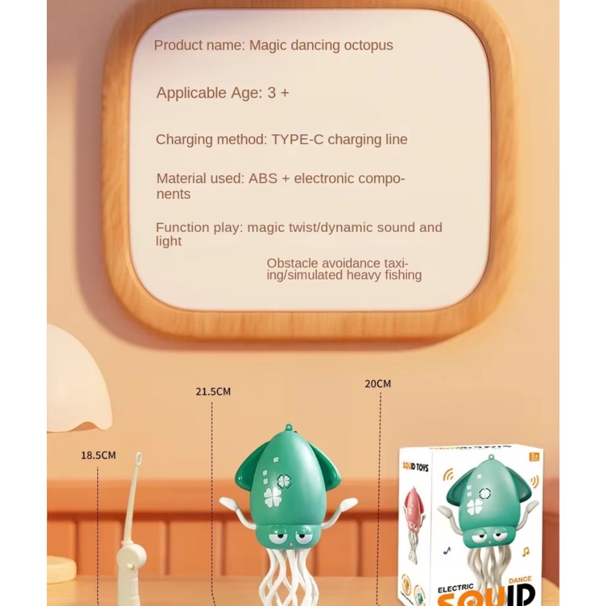 GENERICO - CALAMAR ESTIMULADOR CON SENSOR MUSICAL USB AMARILLO