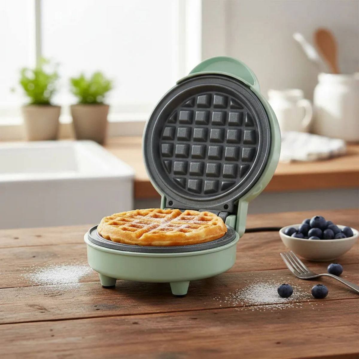 BLANIK - Máquina Waffles Wafflera Mini Antiadherente Blanik Bmw079 Color Menta