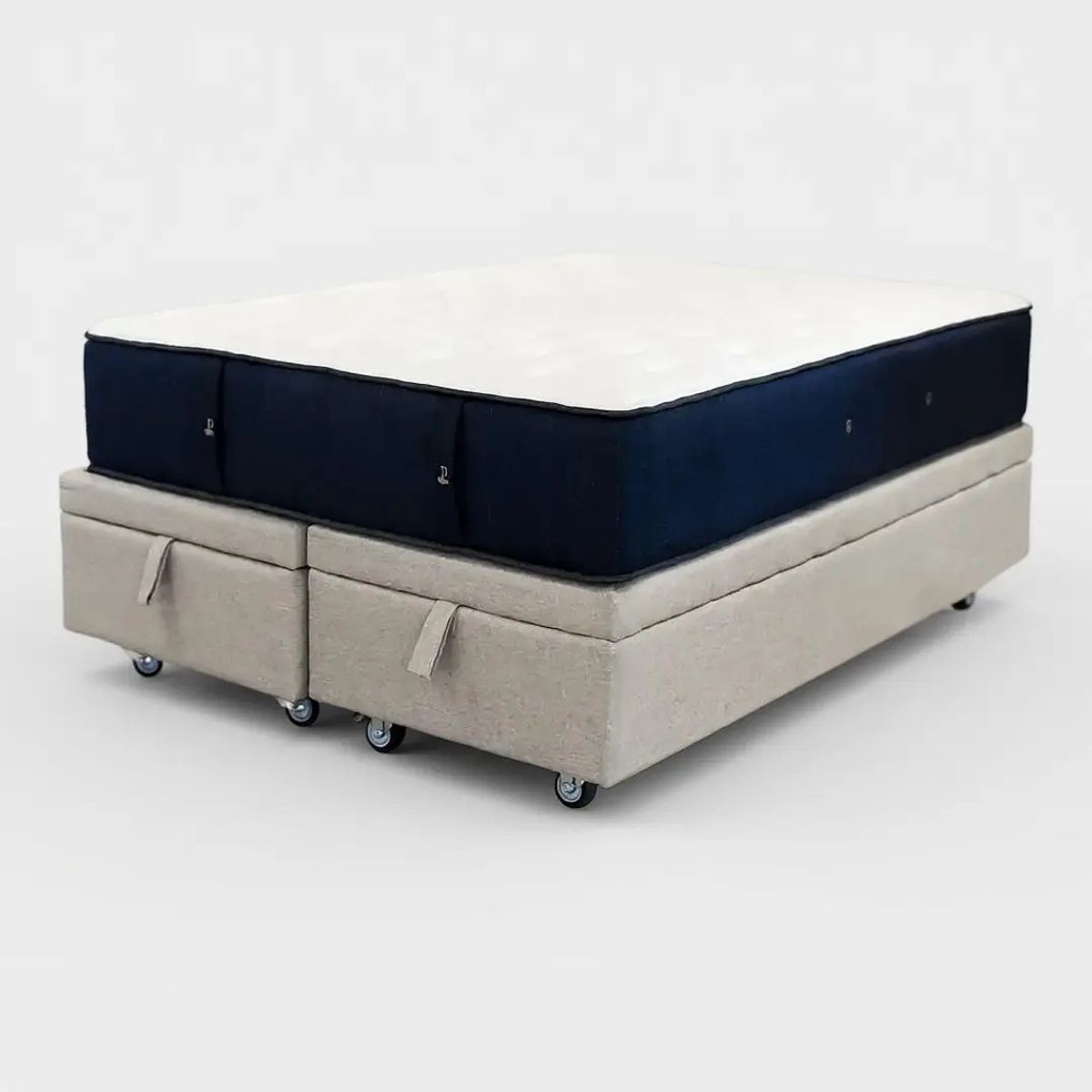 BLOCCARE - Cama Baul 2 Plazas L200+ Colchon CIC SUPERPREMIUM/Ruedas DELUXE Beige