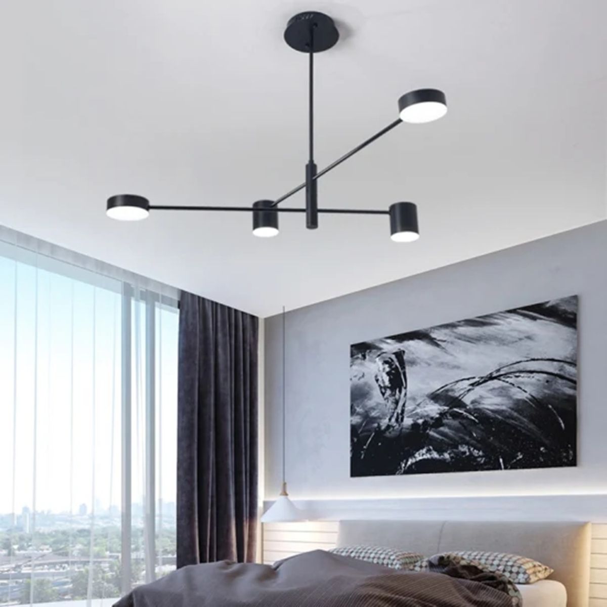 OEM - Lampara Nordica Modelo THYRA Negra 4 luces LED AHORRO ENERGIA