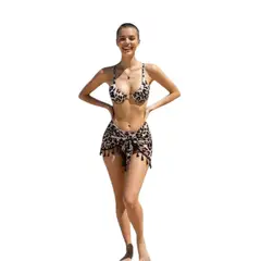 MEDIA LUNA - Traje De Baño 3 Piezas Diseño Animal Print Azul Animal Print