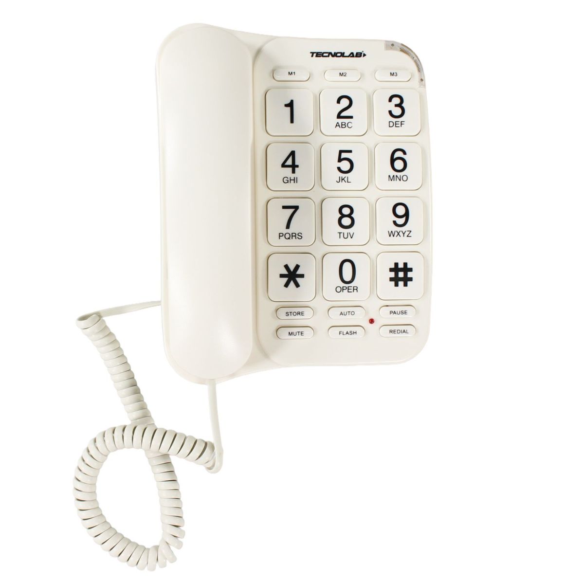 TECNOLAB - Teléfono Sobremesa 3 Teclas Rápidas con Memoria Blanco - PS