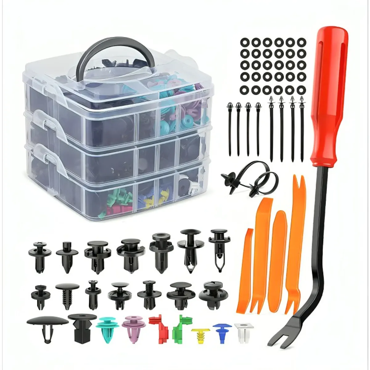 GENERICO - Kit 725 Clip Broche Retención Plástico Auto Lata Tapabarro