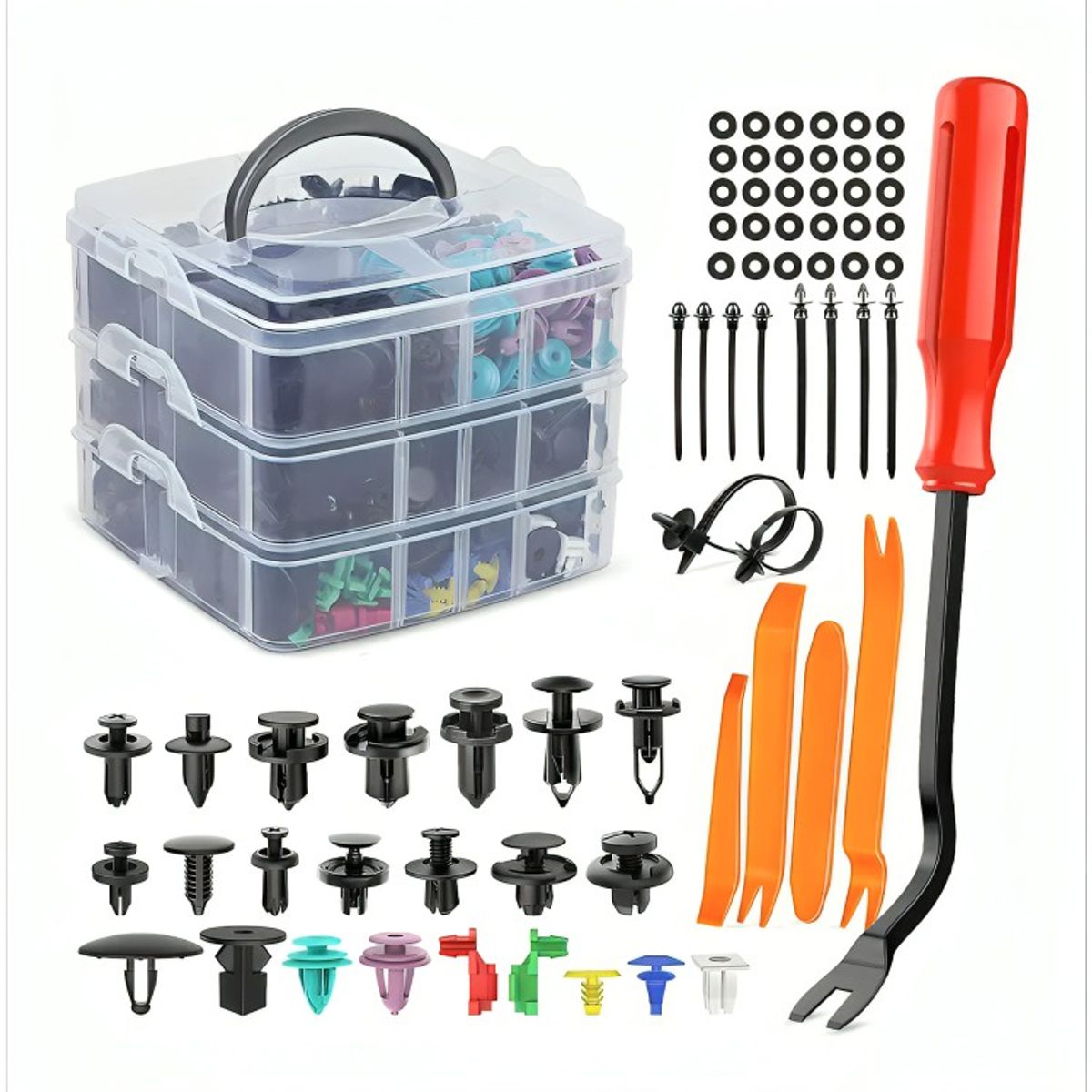 GENERICO - Kit 725 Clip Broche Retención Plástico Auto Lata Tapabarro