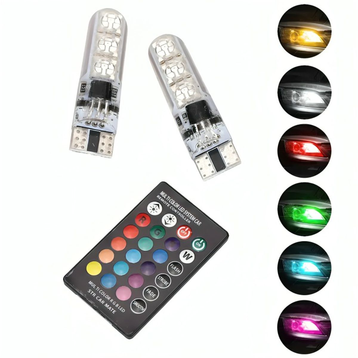 GENERICO - Ampolleta Led Cola De Pez T10 Multicolor Rgb Control