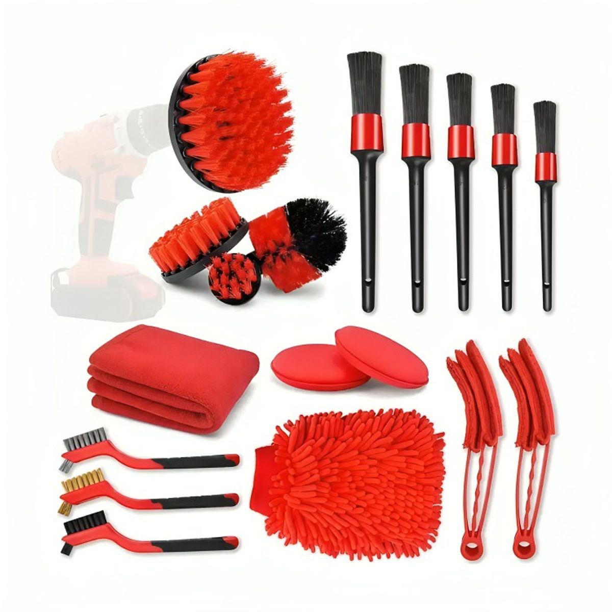 GENERICO - Kit 18 Piezas Limpieza De Auto Interior Y Exterior