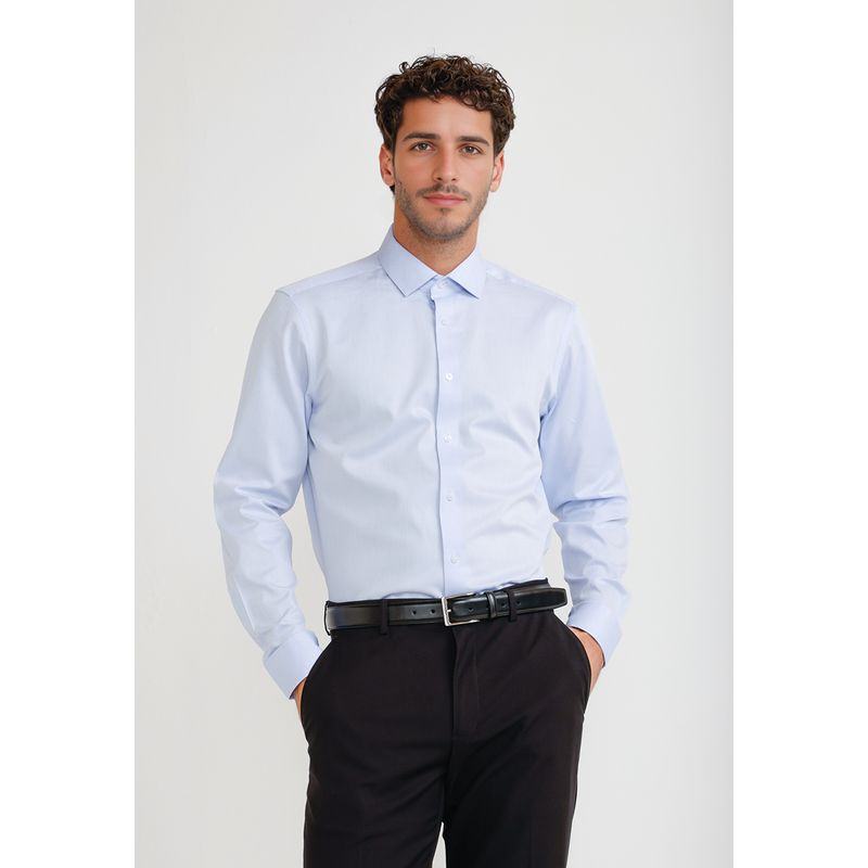 PERRY ELLIS - Camisa Hombre Formal Algodón Celeste