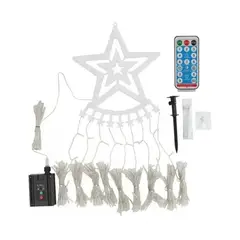 GENERICO - Guirnalda de luces solares con estrella de árbol, 3.5 metros