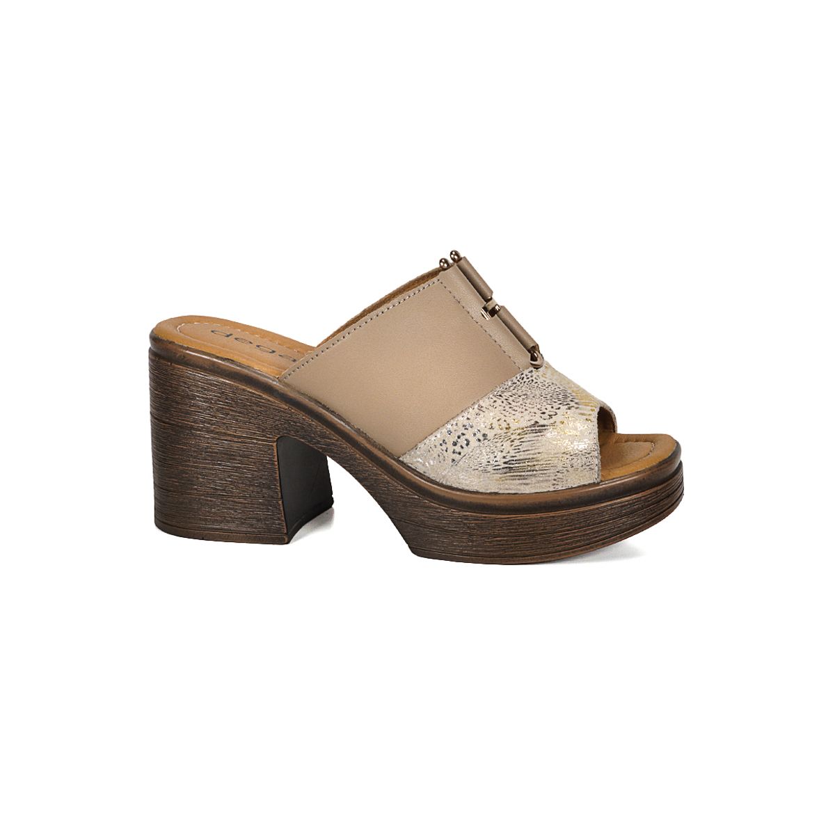 DEGAS - Sandalia Cuero Wilany Beige Print DEGAS