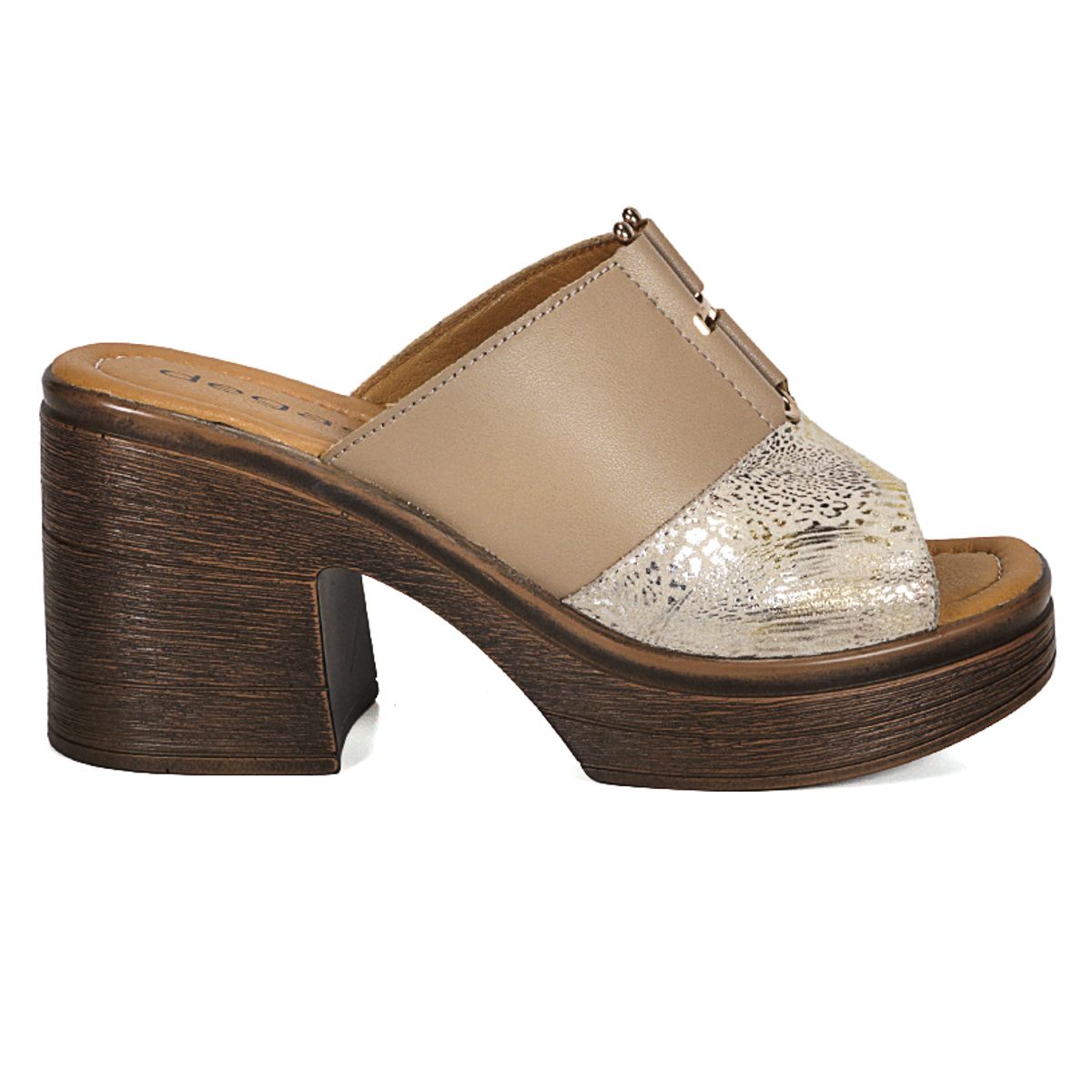 DEGAS - Sandalia Cuero Wilany Beige Print DEGAS