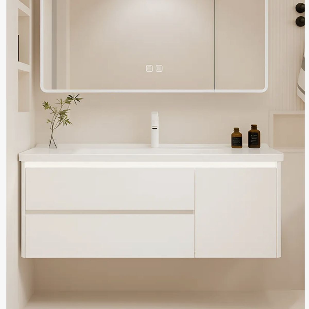 HOMER DESIGN - Vanitorio Luz Con Sensor + Botiquín Espejo Inteligente 80cm