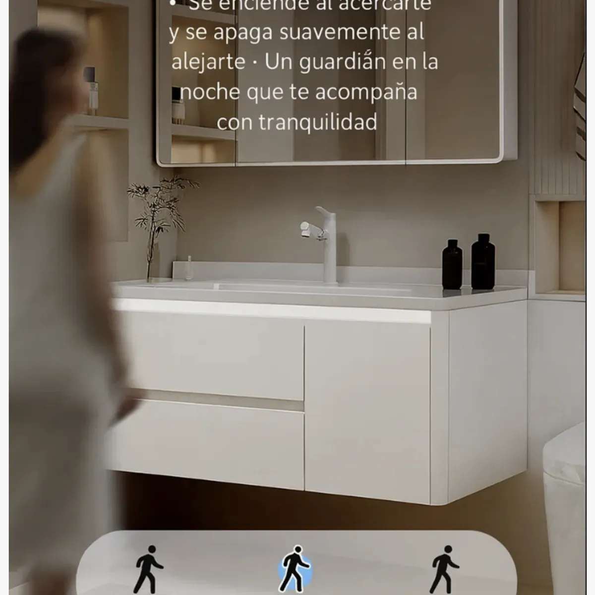 HOMER DESIGN - Vanitorio Luz Con Sensor + Botiquín Espejo Inteligente 80cm