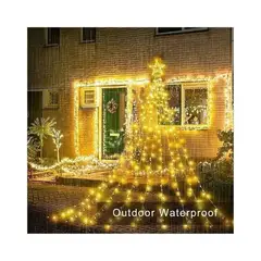 GENERICO - Guirnalda de luces solares con estrella de árbol, 2.5 metros