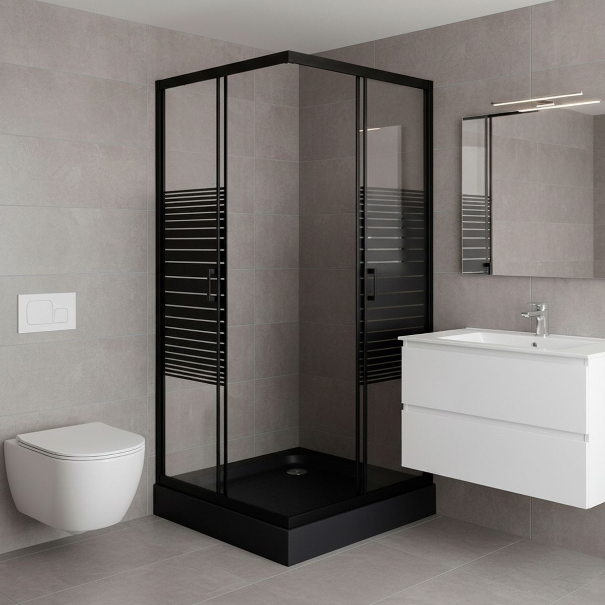 JOYTEK - Shower Recto Strava Negro 80x80x198cm Incluye Receptáculo