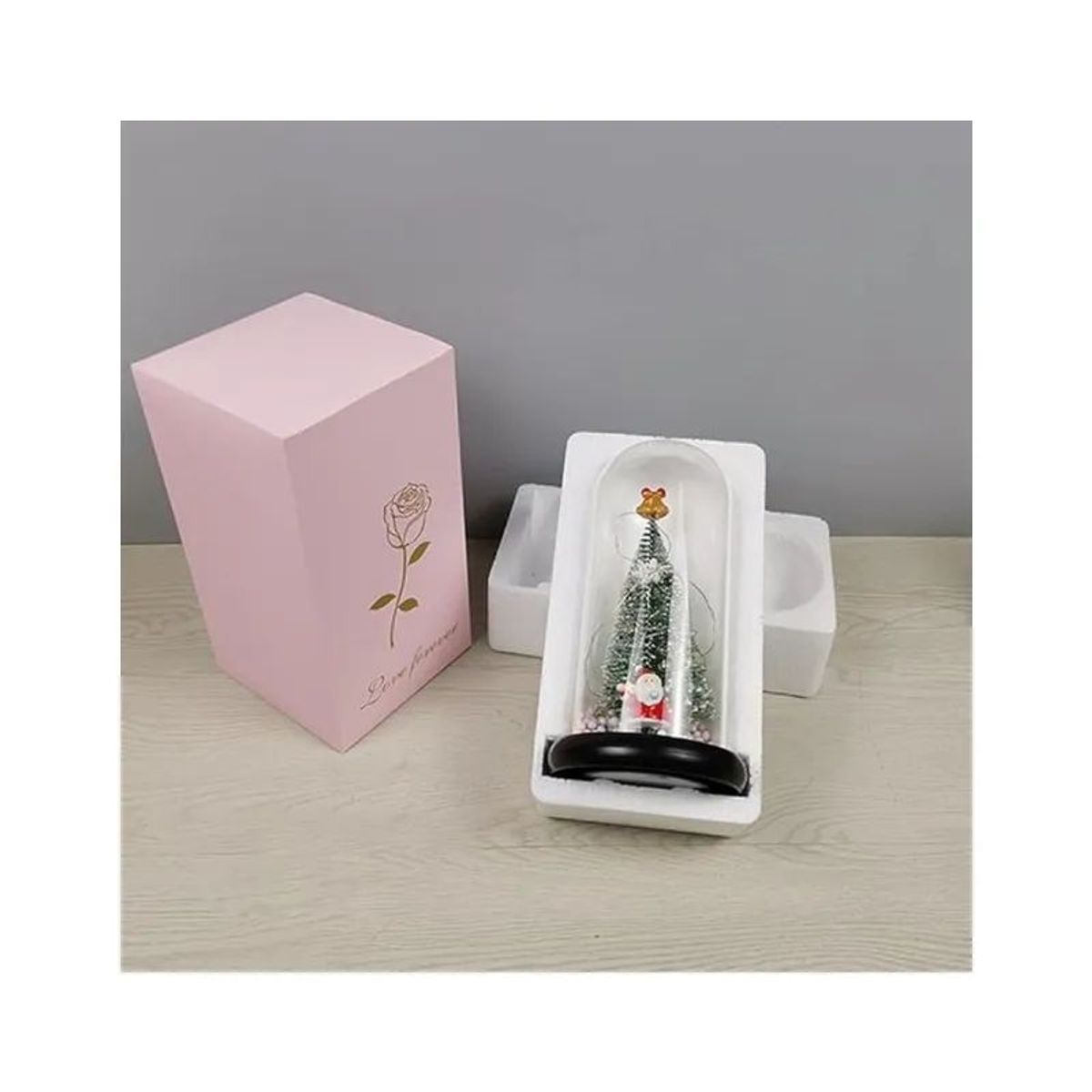 GENERICO - Árbol navideño con Santa Claus en Cúpula de Cristal con Luces LED