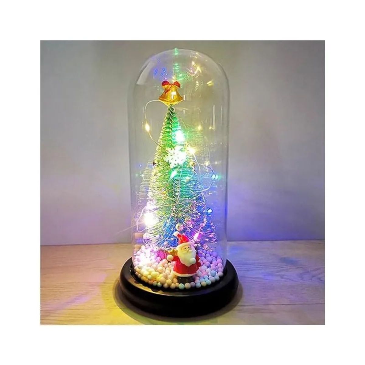 GENERICO - Árbol navideño con Santa Claus en Cúpula de Cristal con Luces LED