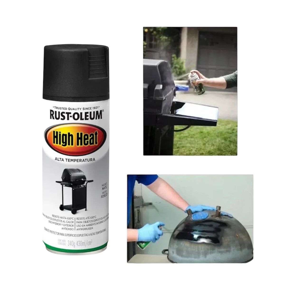 RUST OLEUM - Pintura para Altas Temperaturas Spray Negro Mate 430ml