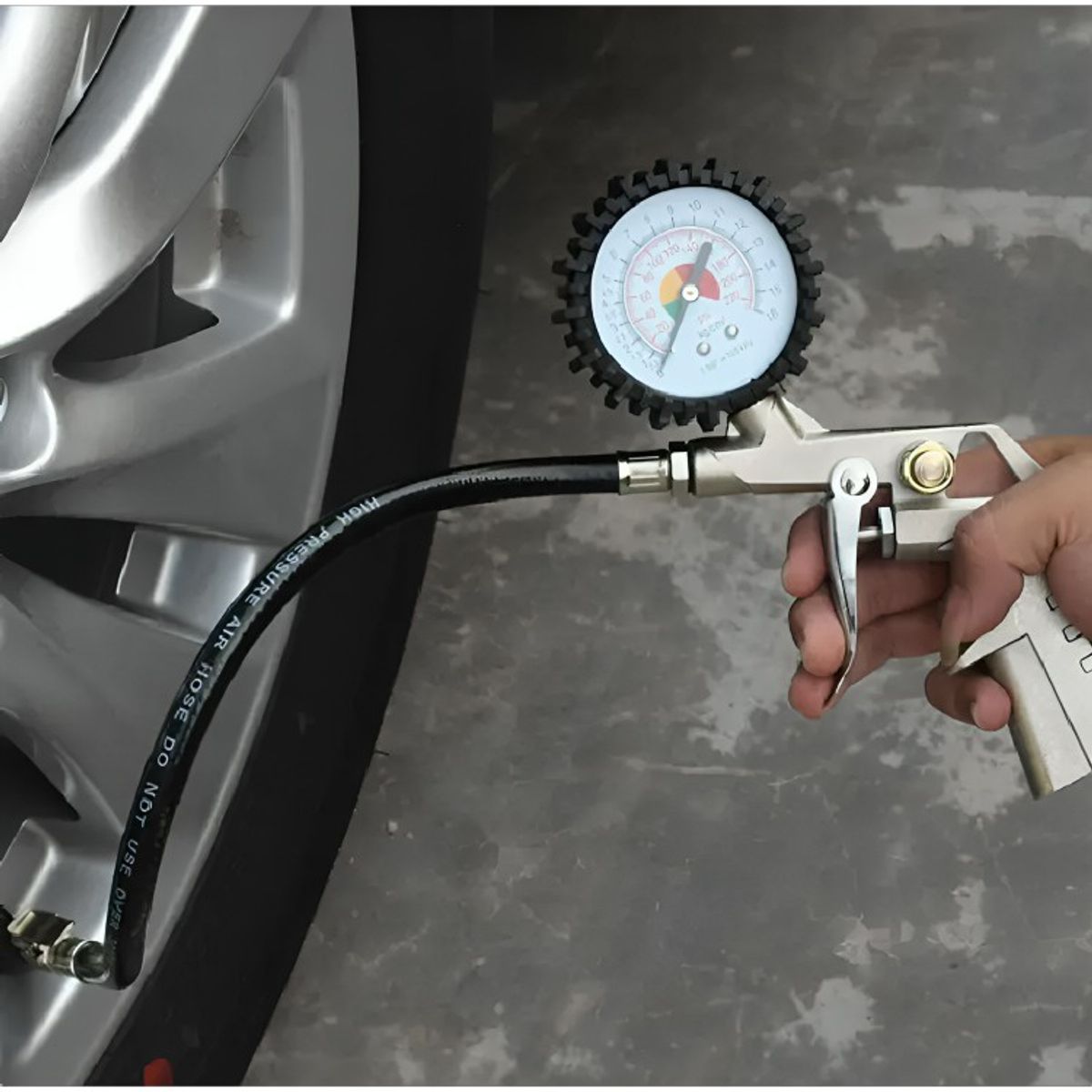 GENERICO - Pistola Para Inflar Y Calibrar Neumaticos Con Manometro