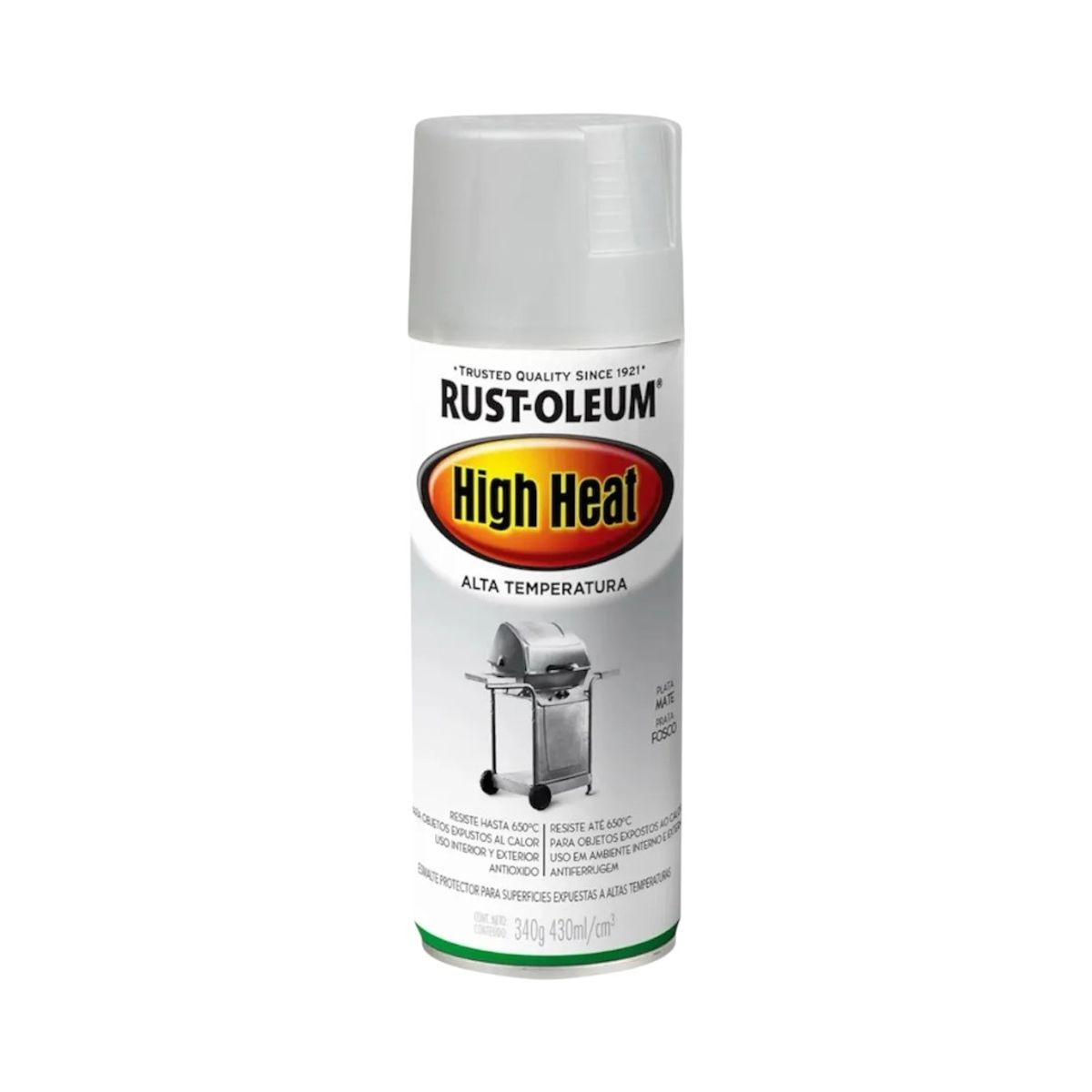 RUST OLEUM - Pintura para Altas Temperaturas Spray Plata Mate 430ml