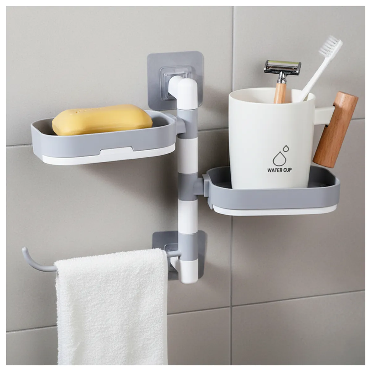 IRM - Organizador De Ducha Jabonera Toallas Giratoria Repisa Baño Flotante