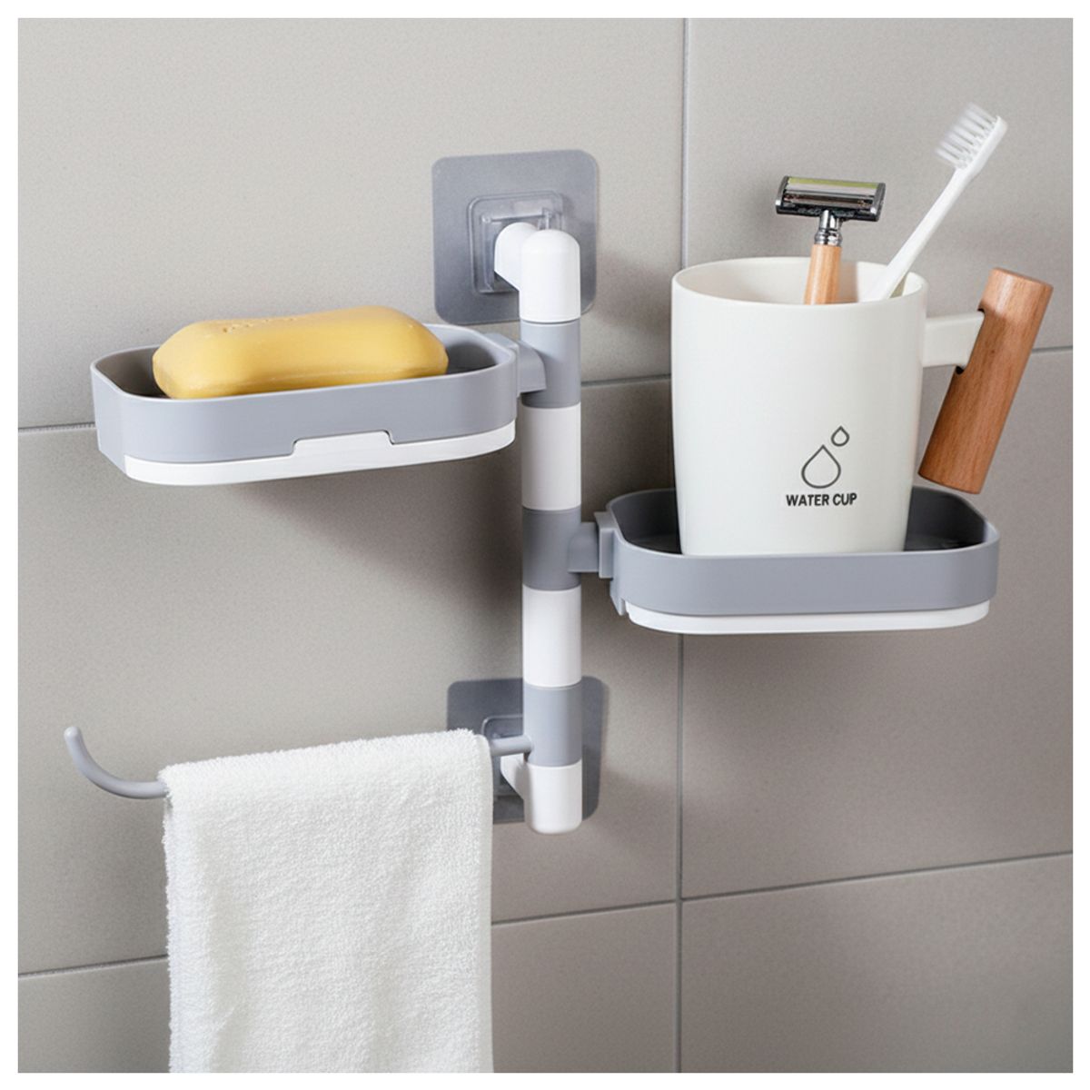 IRM - Organizador De Ducha Jabonera Toallas Giratoria Repisa Baño Flotante