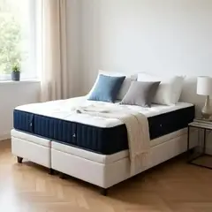 BLOCCARE - Cama Baul King + Colchon CIC SUPERPREMIUMPatas Madera 11CM Beige