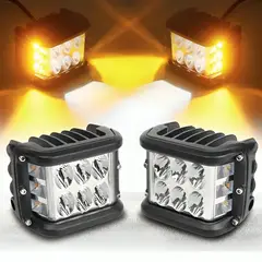 GENERICO - Pack X2 Auto Spot Bicolor 36w 4x4 Estrobo Blanco + Amarillo