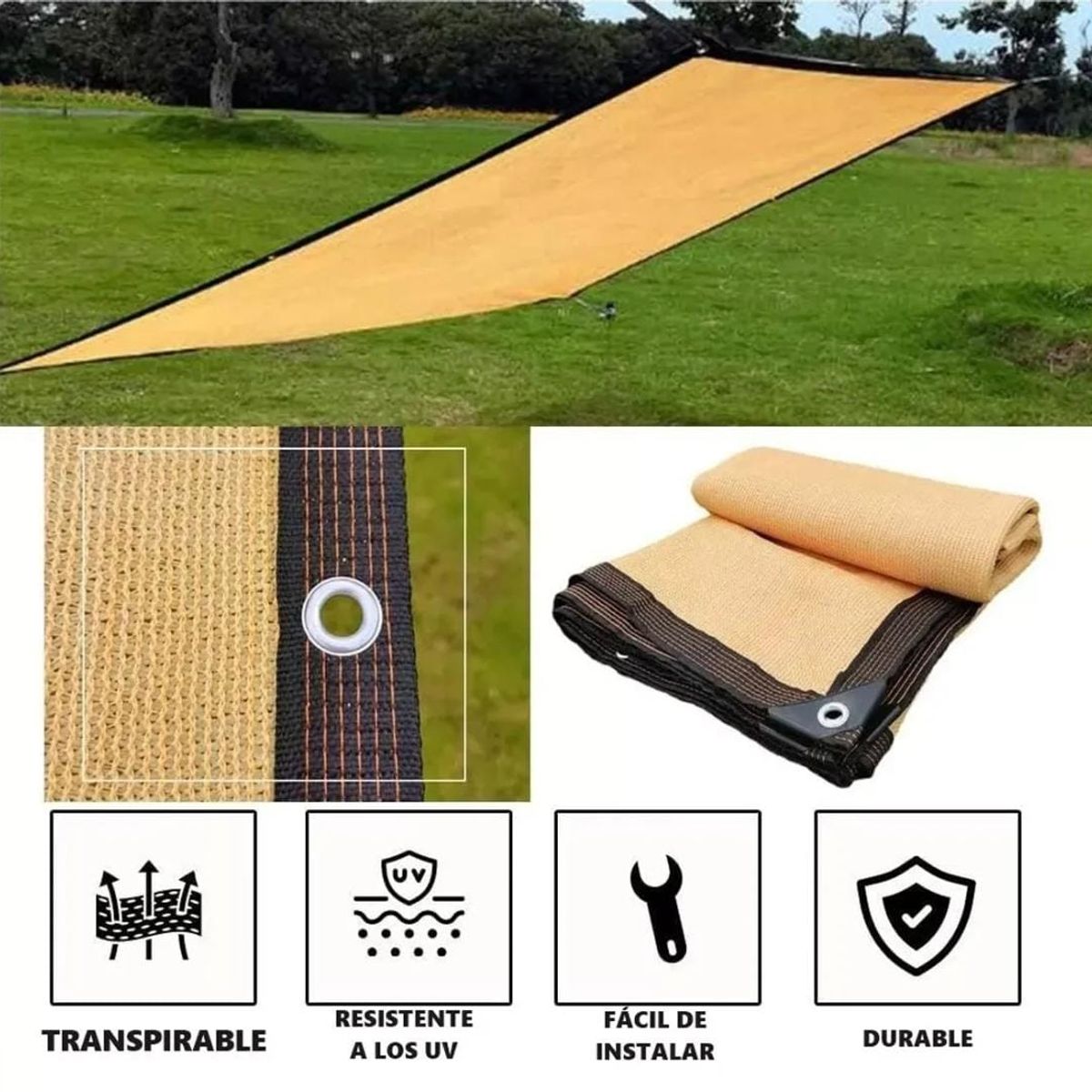 GENERICO - Toldo Vela malla rectangular Jardin terraza 5x6