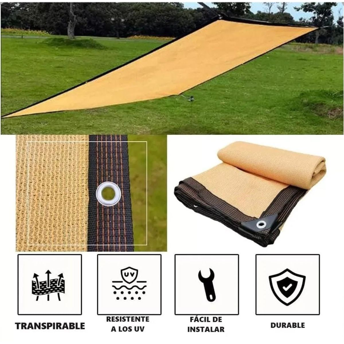 GENERICO - Toldo Vela malla rectangular Jardin terraza 5x6