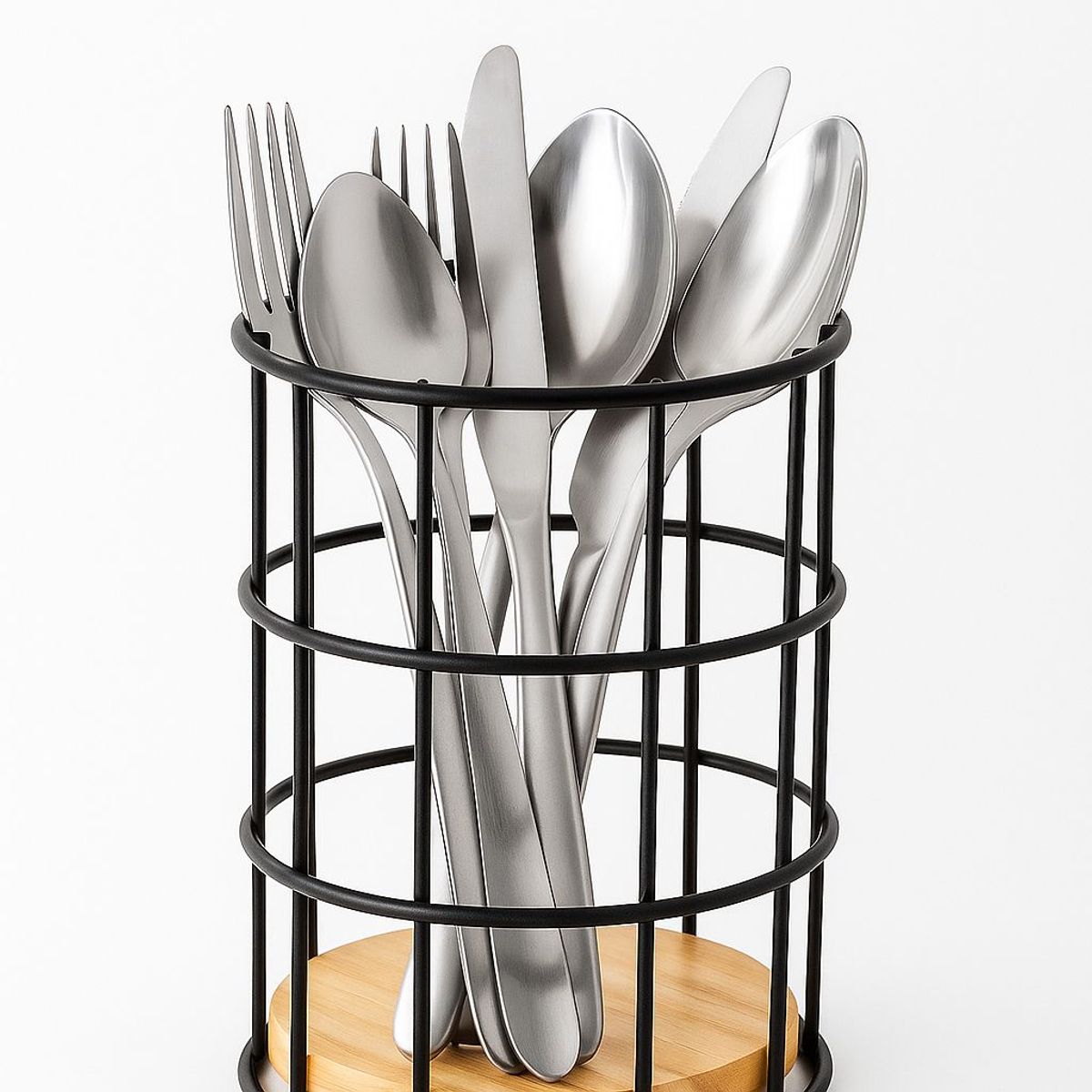 WAKESHOME - Organizador Porta Cubiertos Soporte para Utensilios Rack Circular Cocina