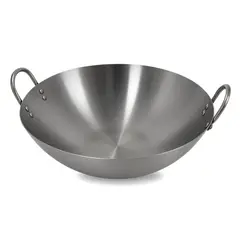 GENERICO - Wok Acero Inoxidable Profesional 40cm para Cocina Asiática Multiuso