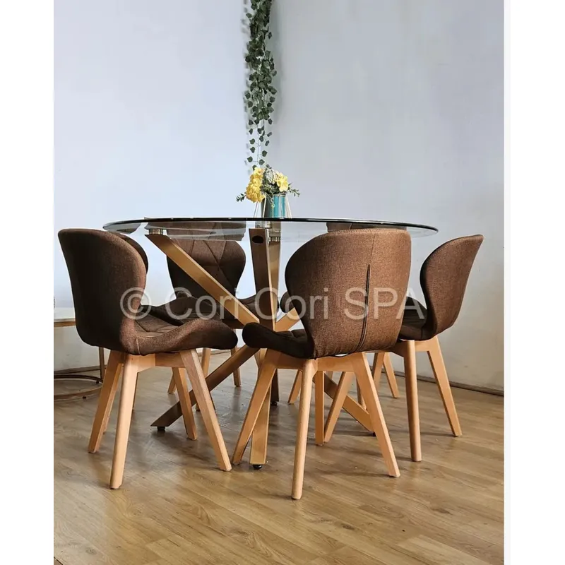 CORI CORI - Comedor Warwick 120cm + 6 Sillas Mariposa Velvet