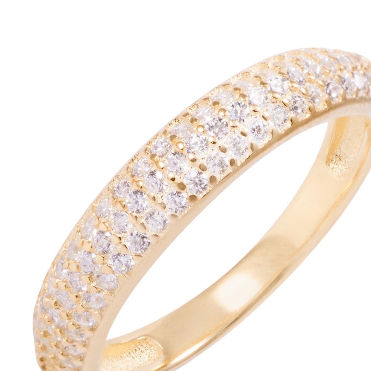 JB JOYAS BARON - Anillo Revestido Oro 18kt Triple Medio Cintillo Circonitas