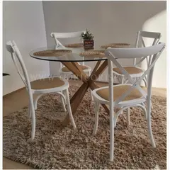 CORI CORI - Comedor Warwick 120cm + 4 Sillas Crossback Madera