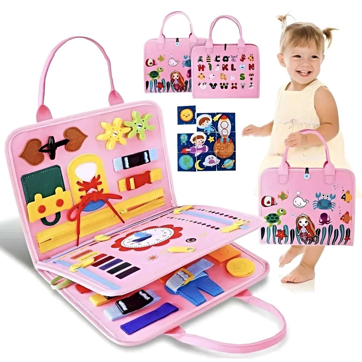 GENERICO - MALETIN SENSORIAL INTERACTIVO MONTESSORI ROSA