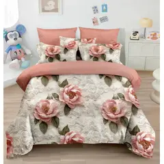 GENERICO - CUBRECAMA QUILT DISEÑO 5D ROSAS ROSAS 2 PLAZA TF