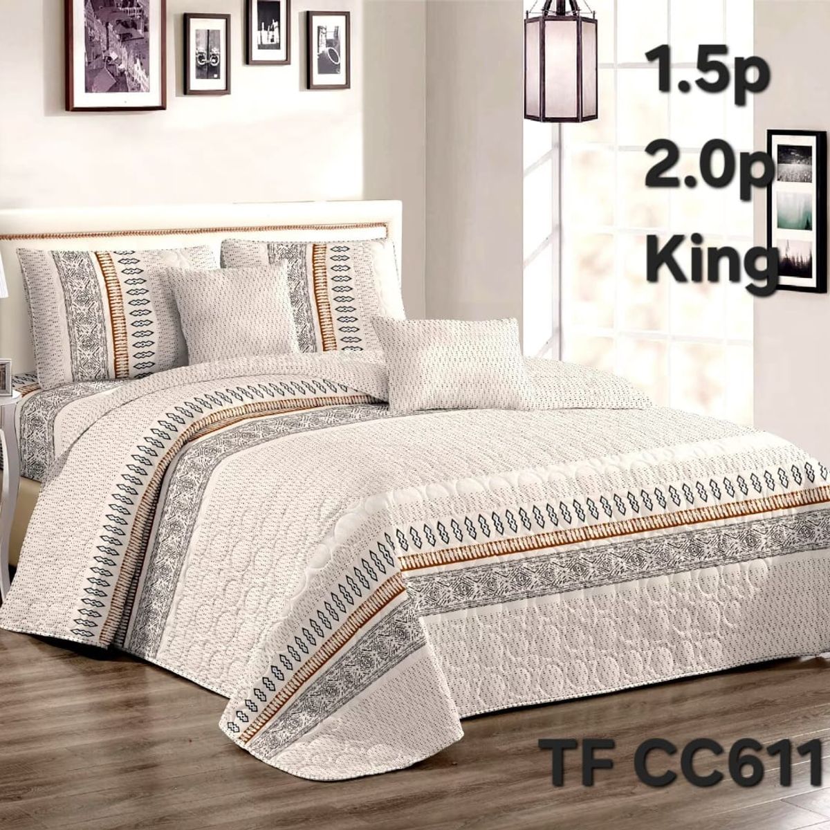 GENERICO - Cobertor Quilt de Verano 1,5 plaza - Color Crema Diseños