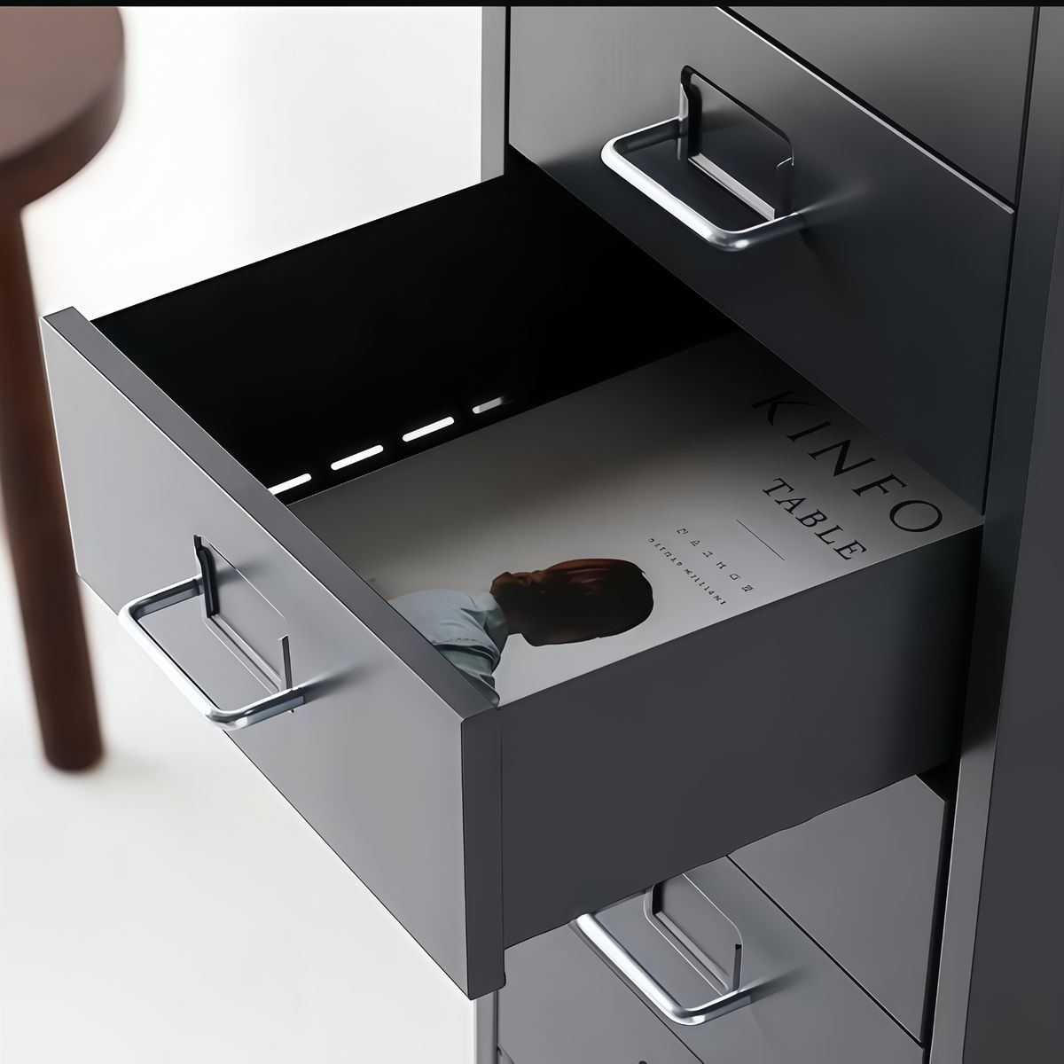 OASIS - Cómoda 5 Cajones Acero  Color De La Dopamina Personalidad Gris