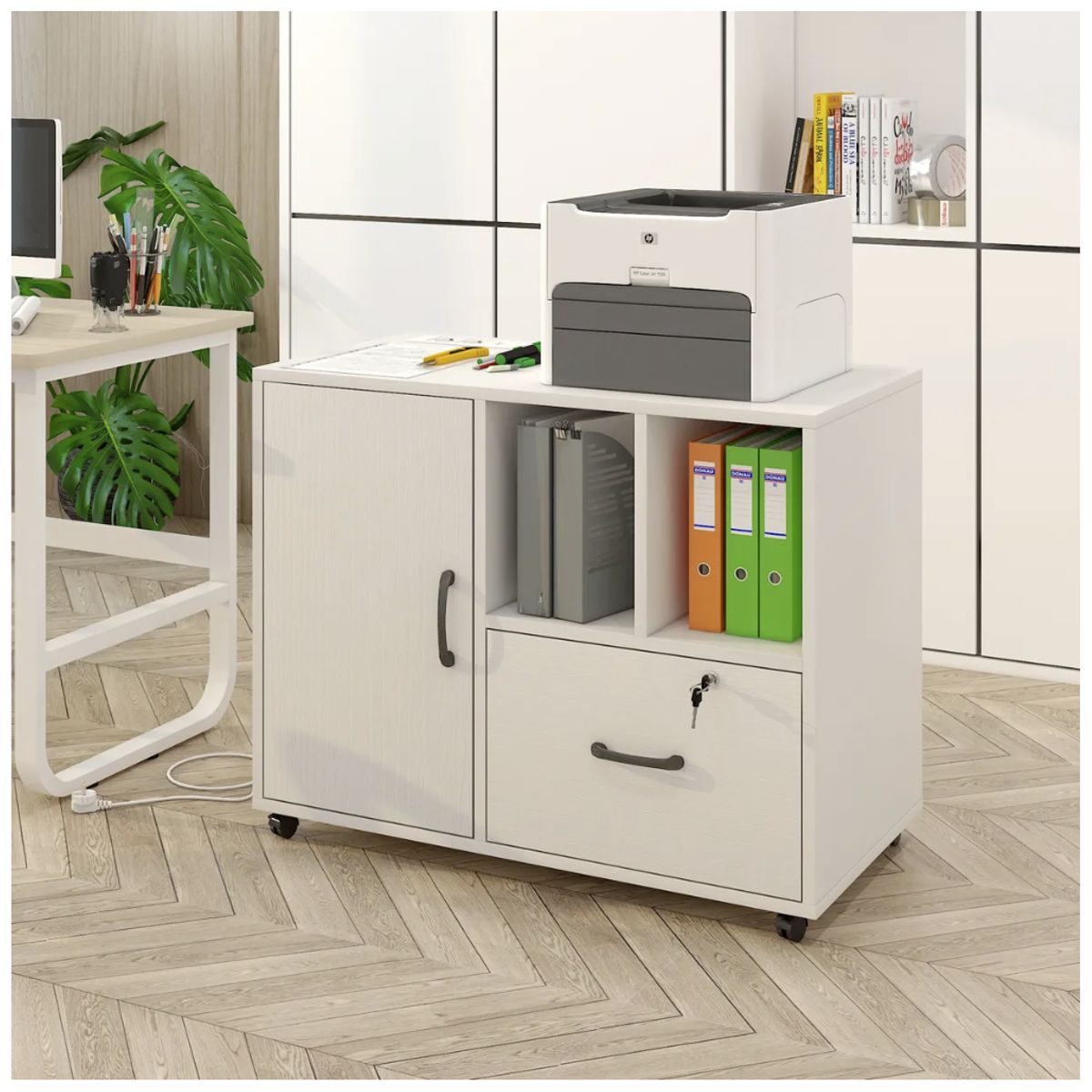 HOMER DESIGN - Mueble De Oficina Archivador Con Llave Con Rueda Con Enchufe