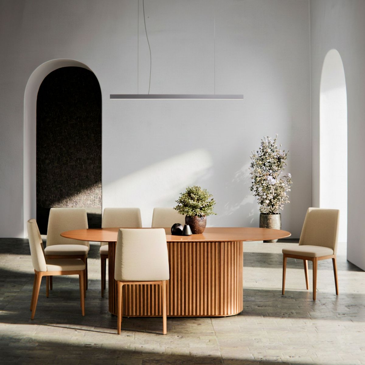 MILK - Juego De Comedor Ciccio + 6 Sillas Foley Beige