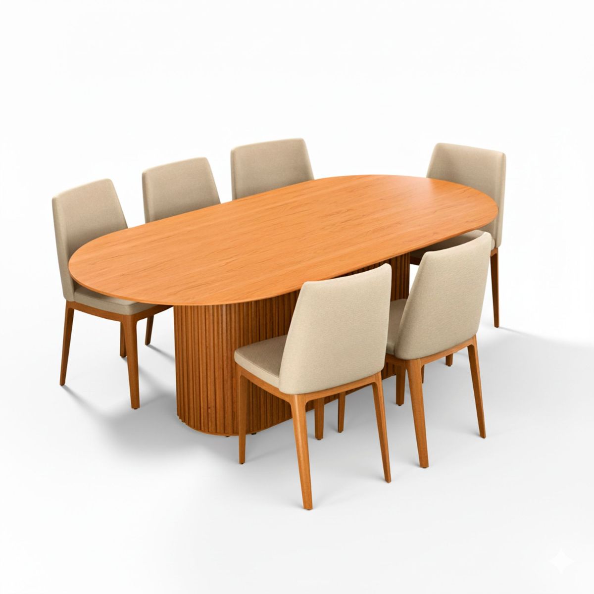 MILK - Juego De Comedor Ciccio + 6 Sillas Foley Beige