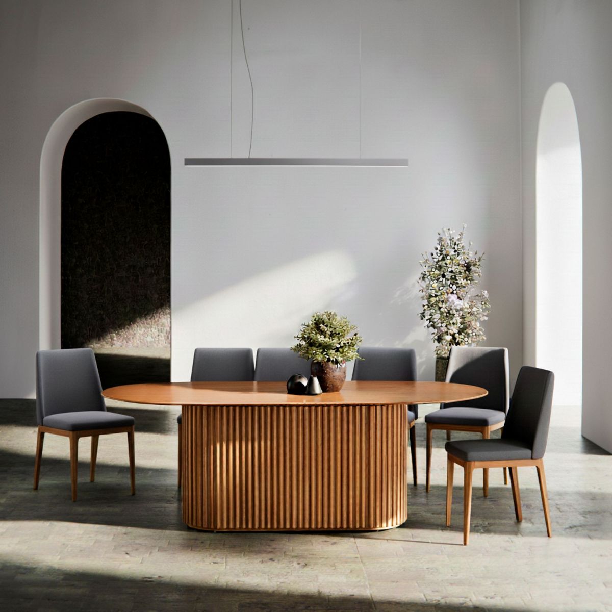 MILK - Juego De Comedor Ciccio + 6 Sillas Foley Gris