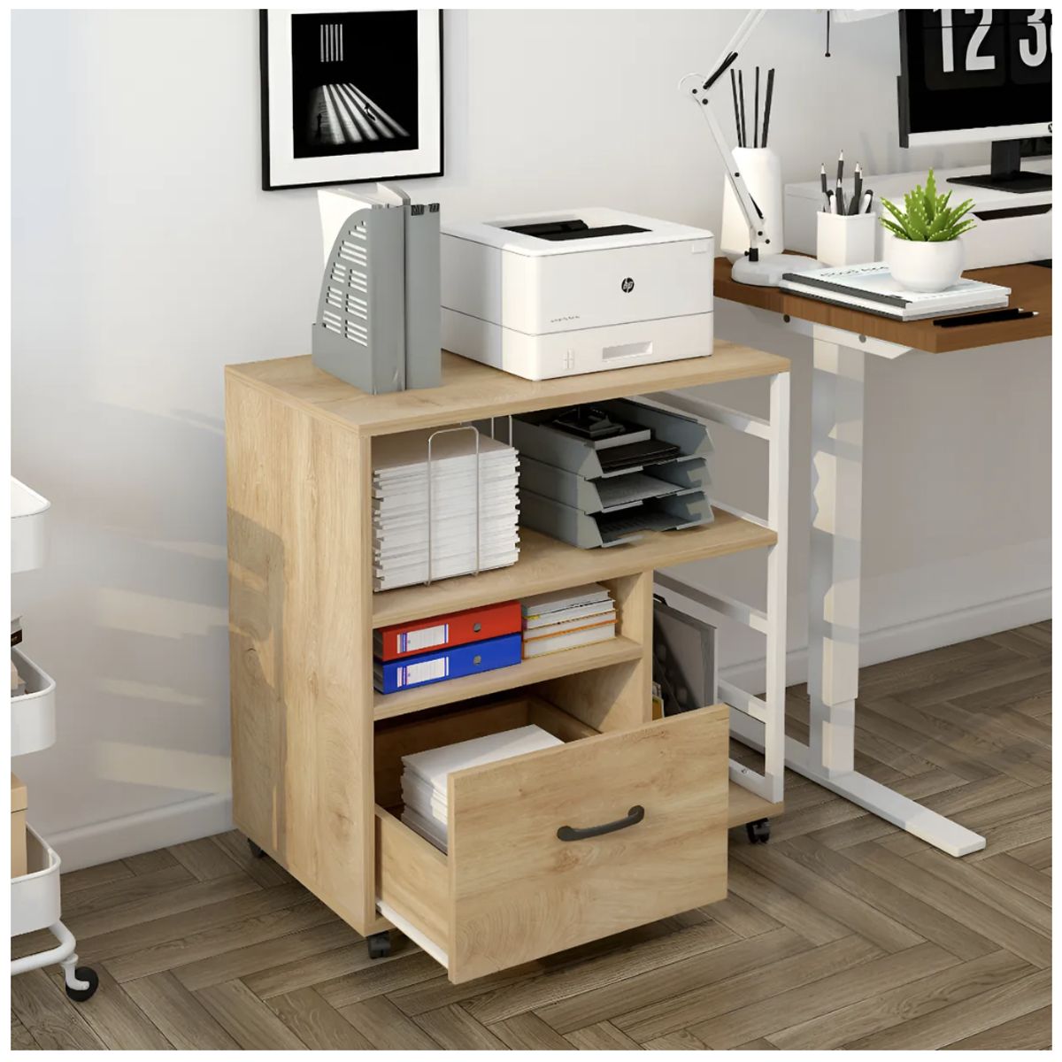 HOMER DESIGN - Mueble De Oficina Archivador Cajonera Y Rueda Multiusos